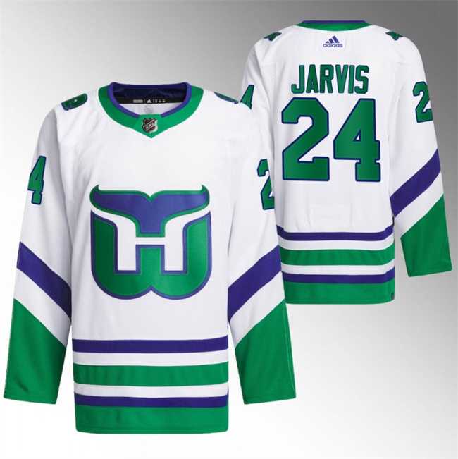 Men%27s Carolina Hurricanes #24 Seth Jarvis White Stitched Jersey Dzhi